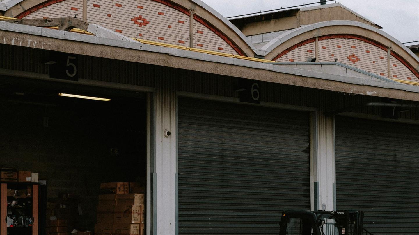 Forklift working a warehouse loading dock