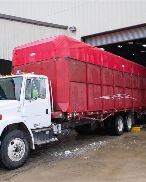 Truck backed into a warehouse loading dock