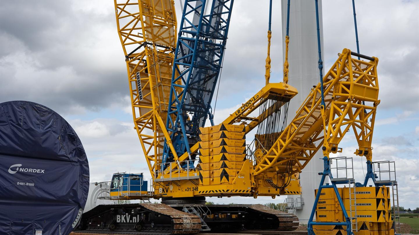 Crane working at a wind turbine site