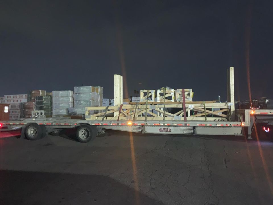 Palletized freight secured for an overnight run